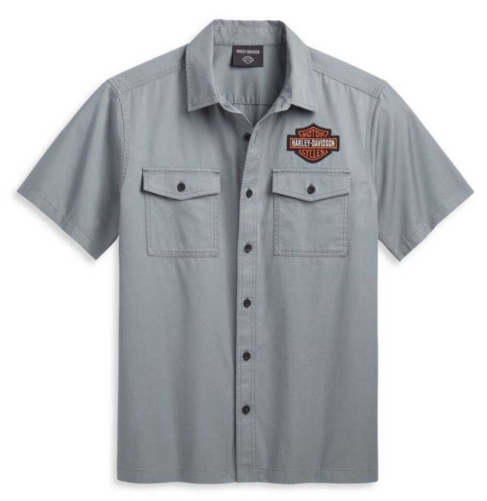Harley-Davidson Men's 2XL Button Up Shirt Stormy Weather Aqua Bar & Shield SL
